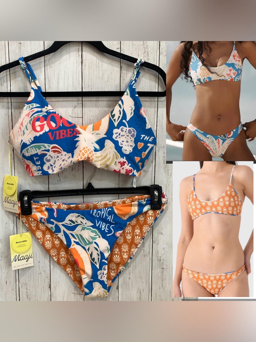 Maaji Reversible Bikini Set Top/Bottom Tropical Bliss Sublimity Bralette XL NWT - Picture 1 of 15